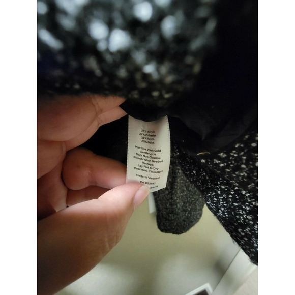 Talbots Black And White Bouncle Long Sleeve Jacket Size 12 - Picture 4 of 6